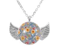 Luoweisi Collar de alas de ángel con trébol verde, aleación de zinc, regalo de joyería para hombres y mujeres, talla única, Aleación de aluminio, No es una piedra preciosa