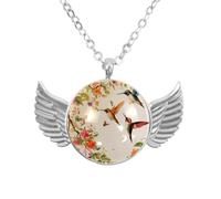 Luoweisi Collar de alas de ángel con trébol verde, aleación de zinc, regalo de joyería para hombres y mujeres, talla única, Aleación de aluminio, No es una piedra preciosa