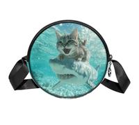 Luoweisi Cool Cats - Bolsos cruzados para mujer con diseño de gato cruzado de moda, bolso de hombro redondo, Multicolor 5, Talla única