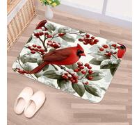 Luoweisi Felpudo para interiores y exteriores, 90 x 60 cm, de alta absorción, antideslizante, para entrada de bienvenida, lavable a máquina, perfil bajo (cardenal de Navidad)