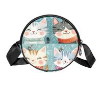 Luoweisi Love Hearts - Bolsos cruzados con diseño de gatos negros para mujer, bolso de hombro redondo, Multicolor 7, Talla única