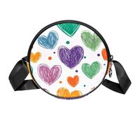 Luoweisi Loving Hearts - Bolso cruzado redondo con patrón de corazones para mujeres y niñas, Multicolor 2, Talla única