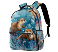 Luoweisi Otter Ocean - Mochila escolar ligera para niños y niñas, mochila informal para viajes, deportes, Multicolor 1, M, Casual