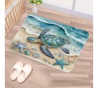Luoweisi Turtle Beach - Felpudo de puerta de estrella de mar de 50 x 80 cm, antideslizante, lavable a máquina, tapete para puerta de perro, tapete de entrada súper absorbente para puerta delantera