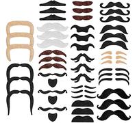 LUOXIAQIFEI 48 Piezas Conjunto de Barba Falsa Bigote Falso Novedosas para Fiesta de Cumpleaños Fiesta de Cumpleaños Disfraz de Mascarada