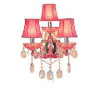 LUOYAOB Aplique de pared francés moderno de doble cabezal con pantalla de cristal rosa y cuerpo de hierro, estilo candelabro. Ideal for dormitorio, sala de estar o estudio.(3-Light)