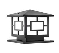 LUOYAOB Farol Pie Sobremuro Exterior Faro de Columna Impermeable Estilo Europeo Lámpara Pilar Vidrio for Exteriores Aluminio Accesorios iluminación con Tapa Poste(Zwart,30cm)