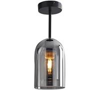 LUOYAOB Lámpara colgante cristal minimalista moderna, lámpara techo semiempotrada con pantalla acampanada, iluminación estilo nórdico for pasillo, entrada, isla cocina y dormitorio.(Zwart)