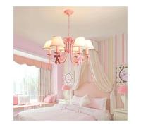 LUOYAOB Lámpara colgante nórdica moderna resina rosa princesa con detalles lazo, pantalla tela, cuerpo hierro, for dormitorio, sala estar, entrada y pasillo.(6 Lights)