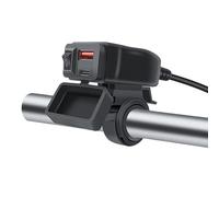 Luoyiyuan - Adaptador de carga USB 6.8A para moto, carga rápida, doble puerto con voltímetro diseño impermeable para teléfono Ta