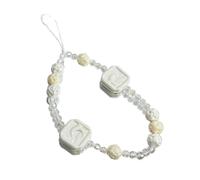 Luoyiyuan Cadena de teléfono con cuentas hecha a mano con colgante para teléfono celular, llavero de moda para mujer