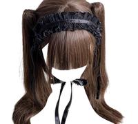 Luoyiyuan Cinta de encaje con volantes para niñas, diadema con lazo y adornos para el cabello