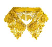 Luoyiyuan Collar de solapa con bordado y cuello falso, desmontable, blusa falsa, media camisa, cuello ahuecado, perlas para mujer