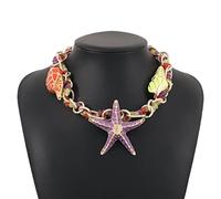 Luoyiyuan Collares únicos de eslabones esmaltados para mujer, gargantilla de estrella de concha de metal, collar corto vintage