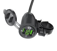 Luoyiyuan Upgrades - Adaptador de carga de teléfono para motocicleta, impermeable, doble puerto USB, con interruptores táctiles y pantalla de voltajes