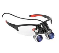 Lupa, 3,5 x 420 mm, lupa para cirugía dental, lupa binocular, lupa de diadema manos libres, con faros LED, con práctico estuche de transporte, para aficionados, electricistas, joyeros (azul) (negro)