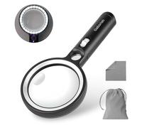 Lupa con 30 luces LED, 10 x 20 x 45 aumentos, lupa iluminada de mano con 1 luz UV para personas mayores que leen, inspección, monedas, joyas, exploración de luz (naranja)