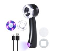 Lupa con Aumento 10X con Cristal Óptico K9, Luces LED/UV Ajustables, Iluminación Tricolor, Escalas Extraíbles, Recargable por USB-C, para Joyas, Monedas, Sellos y Dispositivos Electrónicos