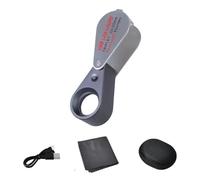 Lupa con luz 10X / 20X / 30X Lente de mano de vidrio para joyería, inspección de monedas y joyas