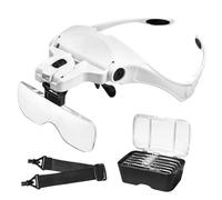 Lupa con Luz 2 Led - Anpro Lupas de Gran Aumento con Luz con 5 Lentes 1.0X, 1.5X, 2.0X, 2.5X, 3.5X Ajustable para Leer, Reparaciones, Coser, Joyería