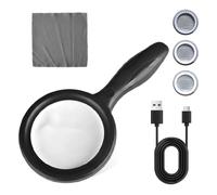 Lupa con Luz, 2X 13X Lupas de Mano de Gran Aumento, Lupa de Vidrio, Lupa Iluminada de Lectura con 33 Luces LED para Joyería, Leer Libros, Exploración, Periódico y Mapas (Negro)