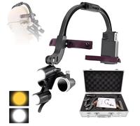 Lupa Con Luz De 2.5x/3.5x,Lupas Dentales Montadas En La Cabeza De 420 Mm Con Luz LED De 5 W,Altura De Luz Ajustable,Con 2 Filtros De Luz + 1 Lupa De 1.5x,Diseño Ergonómico,Ideal Para Odontología 3.5x