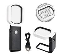 Lupa con Luz LED, Lupa de Manos Libres 25X 10X, Lupas de Gran Aumento con 9 Luces LED, Lupa de Mano Lectura con Escala para Leer Libros, Soldadura, Inspección