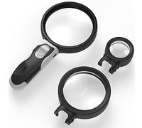 Lupa con luz, lupa de BearMoo con 3 lentes desmontables 2.5X 5X 16X - 2 luces LED ultra brillantes - mango ergonómico - peso super ligero, ideal para lectura, impresiones, mapas y artesanía