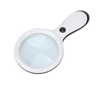 Lupa con Luz, Lupa Grande de Mano de 10X 88 Mm 12 LED de Luz Fría Y 6 LED de Luz Cálida para Personas Mayores que Leen Joyas de Inspección(Blanco)