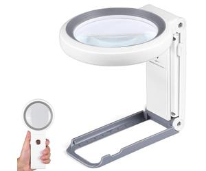 Lupa con Luz, Lupas de Gran Aumento con 18 Luces LED, Lupa Manos Libres para Leer Libros,Soldadura,Inspección,Monedas,Joyería,Exploración