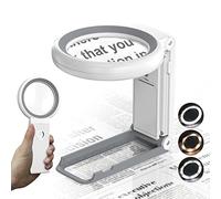 Lupa con luz y Soporte, 30 x 10 x Lupa de Lectura Plegable con 18 Luces LED, Lupa de Mano de Cristal Grande Regulable para Personas Mayores, joyeros, Manualidades, Libros, Monedas, degeneración