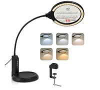 Lupa con luz y soporte, lámpara de aumento de 15X y 8X con abrazadera, 5 modos de iluminación de color, lámpara de escritorio LED regulable continua, manos libres, para manualidades, pasatiempos,