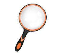 Lupa de 110 mm, con mango suave, resistente a los golpes, para personas mayores y niños, grande, para libros de ciencias, observación de pasatiempos y lectura (rojo-naranja)