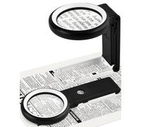 Lupa de 18 LED con luz y soporte, BROTOU 30 aumentos, lupa de lectura de cristal magnifying - 3 modos de lupa de mano regulable, lupa de mano para personas mayores, joyeros y monedas