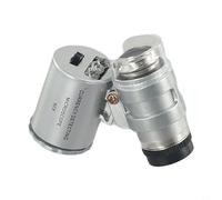 Lupa de 60X mejorada con LED para teléfono móvil con capacidad de zoom para observar joyas, manualidades, detalles de hojas e imperfecciones de la piel, cuerpo plateado
