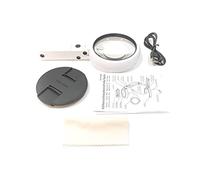 Lupa de Aumento con Varias Posiciones y 8 Luces Led, Soporte Ajustable para Mano o Escritorio, Lupa de Lectura para Personas Mayores, Objetos Pequeños, Joyas, (Plástico, 90mm) Aumento 3X