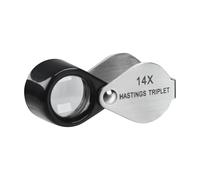 Lupa de aumento de 14 aumentos para joyeros, mini Hastings, lente de triple lupa, cuerpo de acero inoxidable, lupa de bolsillo plegable para coleccionistas de sellos, entusiastas de monedas,