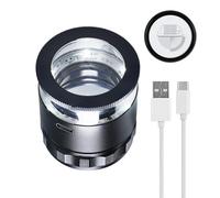 Lupa de aumento portátil de 10 aumentos, con 6 luces LED, recargable, campo de visión de 25 mm, para joyas, gemas, monedas, herramienta de hobby