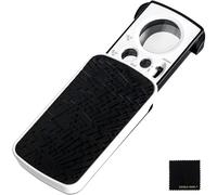 Lupa de bolsillo extraíble de 30 x 60 x 90 x con luz UV LED iluminada, lente de mano portátil negra para joyas, diamantes, gemas, monedas, sellos, rocas, plantas, oficina en casa OS19