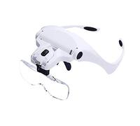 Lupa de Cabeza, Bysameyee Lupa con Lupa de Cristal iluminada con 2 Luces LED para Trabajos Cerrados, Trabajos de joyería, reparación de Relojes, Manualidades, Lectura