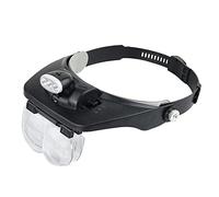 Lupa de cabeza con 3 luces LED, manos libres, diadema de cristal con lente individual/doble, gran lente de cristal para montaje en cabeza, lupa de montaje en cabeza con luz LED