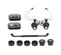 Lupa de Cabeza con Lentes Intercambiables de 10x, 15x, 20x y 25x, Lupa Binocular Manos Libres con 2 Luces LED para reparación de Relojes, inspección de Joyas y Lectura de Textos