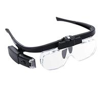 Lupa de cabeza con luz, recargable, con diadema, lentes intercambiables 1.5X2.5X3.5X5X, carga USB, manos libres, para joyeros.