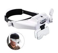 Lupa de cabeza iluminada LED desmontable, lupa de lectura de manos libres, lupa de visera de casco para trabajos cercanos, costura, manualidades, lectura, reparación, fabricación de joyas (1X a 14X)