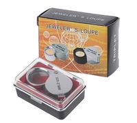 Lupa de cristal con forma de diamante, lupa tripleta de joyería, 30 x 21 mm, con luz y soporte, 10 aumentos