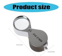 Lupa de cristal para joyas, 30 x 21 mm, lupa de joyería