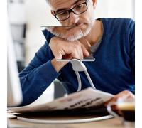 Lupa de Cuello Magnética - 2X Lupa de Lectura para Ancianos, 180x120mm Grande, Cuello de Cisne Flexible para Lectura, Uso en Mesa o en la Mano, Lente de Acrílico Alta Transparencia Sin Pilas (Blanco)