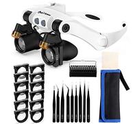 Lupa de Diadema con luz LED, Lupa de Manos Libres Lightswim con 2 Luces LED Lentes Intercambiables 3X 4X 5X 6X 7X 10X 15X para Manualidades de Lectura Reparación de Relojes Joyas Pasatiempos