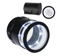 Lupa de joyería de 10 aumentos con aumento de escala, lupa con tabla de escala, 8 luces LED de campo de visión de 25 mm, lupa de joyería para gemas, monedas, sellos, herramienta de reparación de