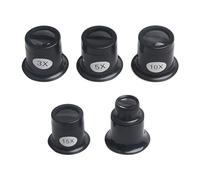 Lupa de joyería de 5 piezas, lupa de aleación de aluminio, juego de lupa, 3X, 5X, 10X, 15X, 20X, adecuado para reparación de joyas, inspección de piedras preciosas e inspección de relojes